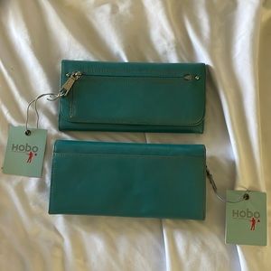 HOBO Wallet Top Grain Leather in AZURE color